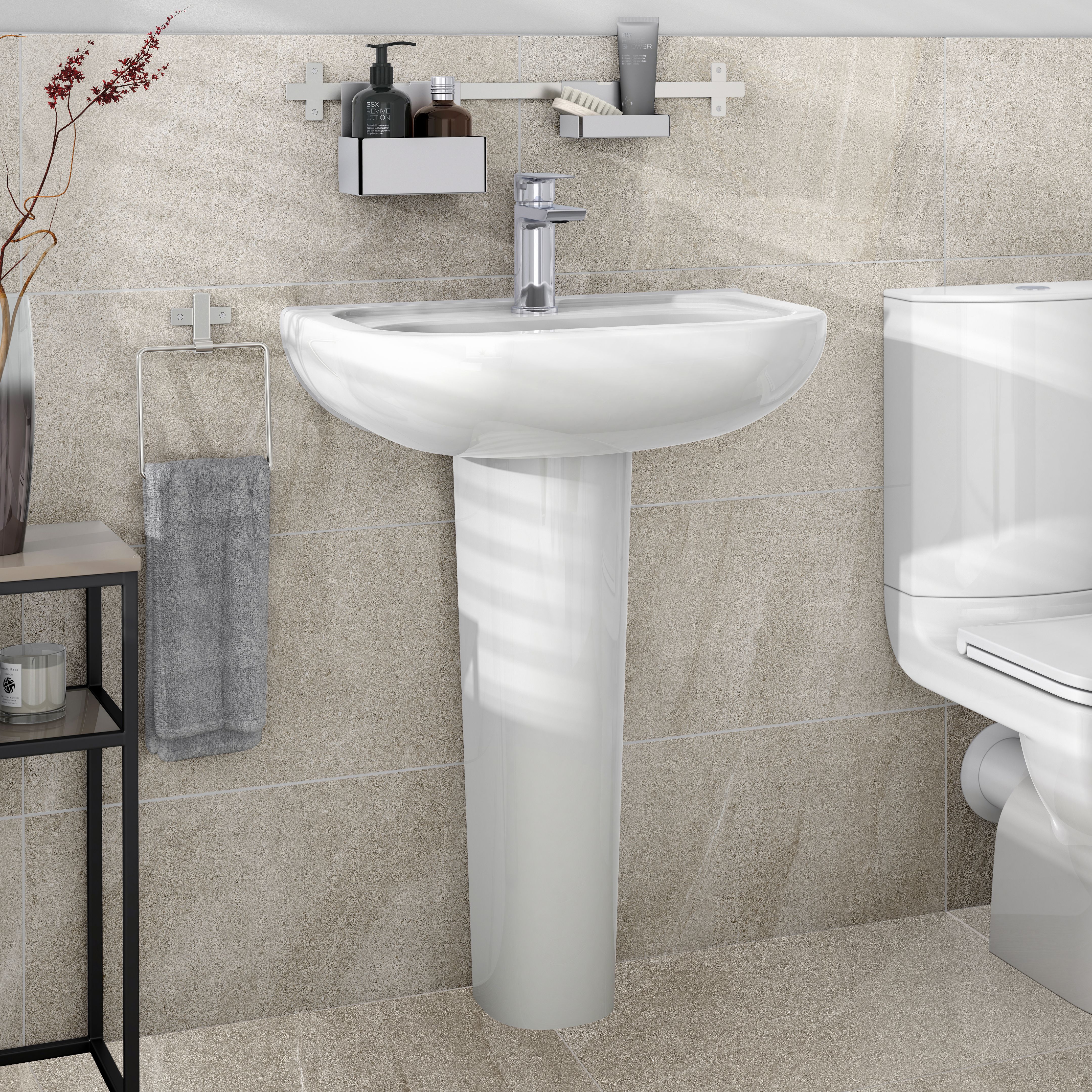 Yarlet Greige Matt Marble effect Porcelain Wall & floor Tile - 3