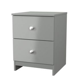 Yarmouth Ready assembled Grey 2 Drawer Bedside chest (H)495mm (W)370mm (D)390mm