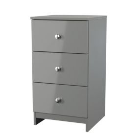Yarmouth Ready assembled Grey 3 Drawer Bedside chest (H)685mm (W)370mm (D)390mm
