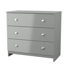 Yarmouth Ready assembled Grey 3 Drawer Chest (H)685mm (W)740mm (D)390mm