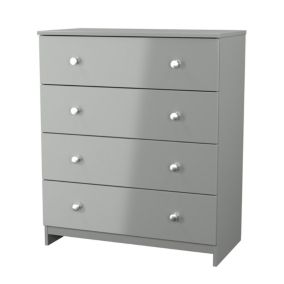 Yarmouth Ready assembled Grey 4 Drawer Chest (H)875mm (W)740mm (D)390mm