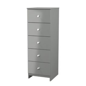 Yarmouth Ready assembled Grey 5 Drawer Bedside chest (H)1067mm (W)370mm (D)390mm