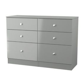 Yarmouth Ready assembled Grey 6 Drawer Chest (H)785mm (W)1100mm (D)390mm