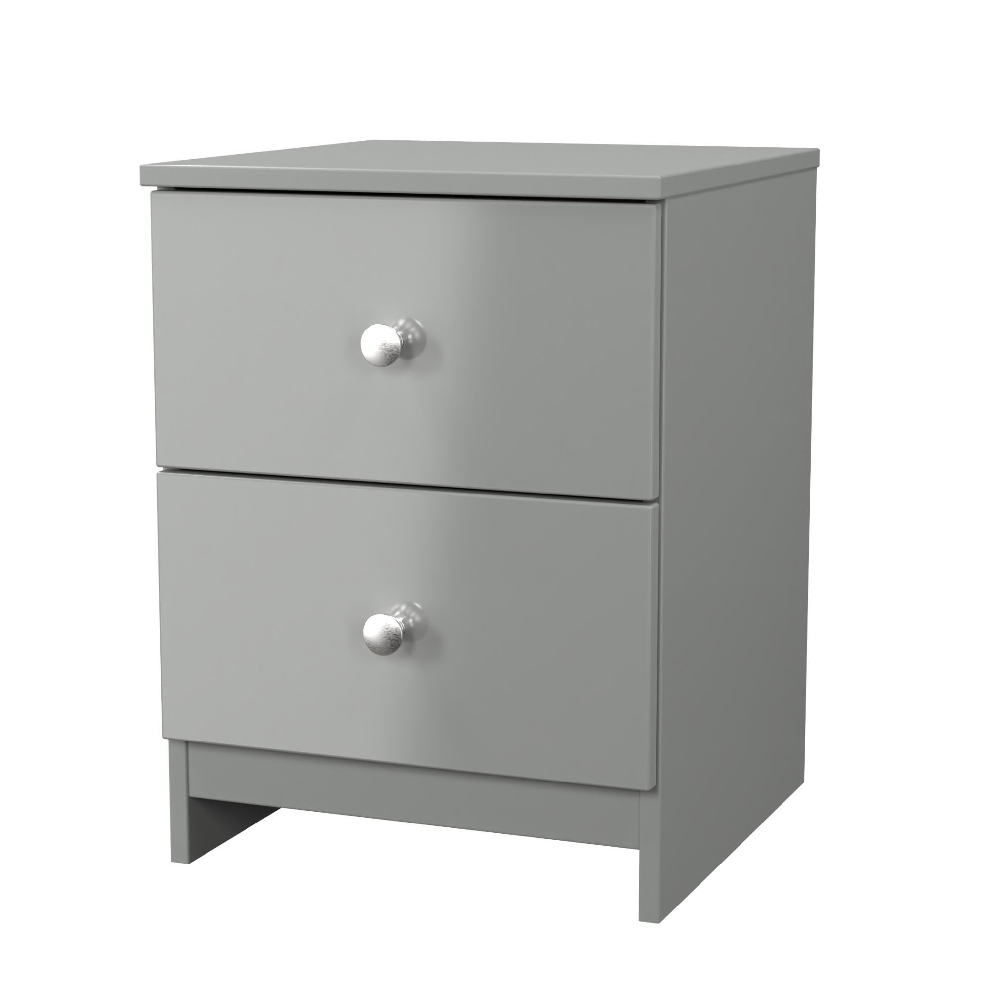 Yarmouth Ready assembled Matt grey 2 Drawer Bedside chest (H)495mm (W)370mm (D)390mm
