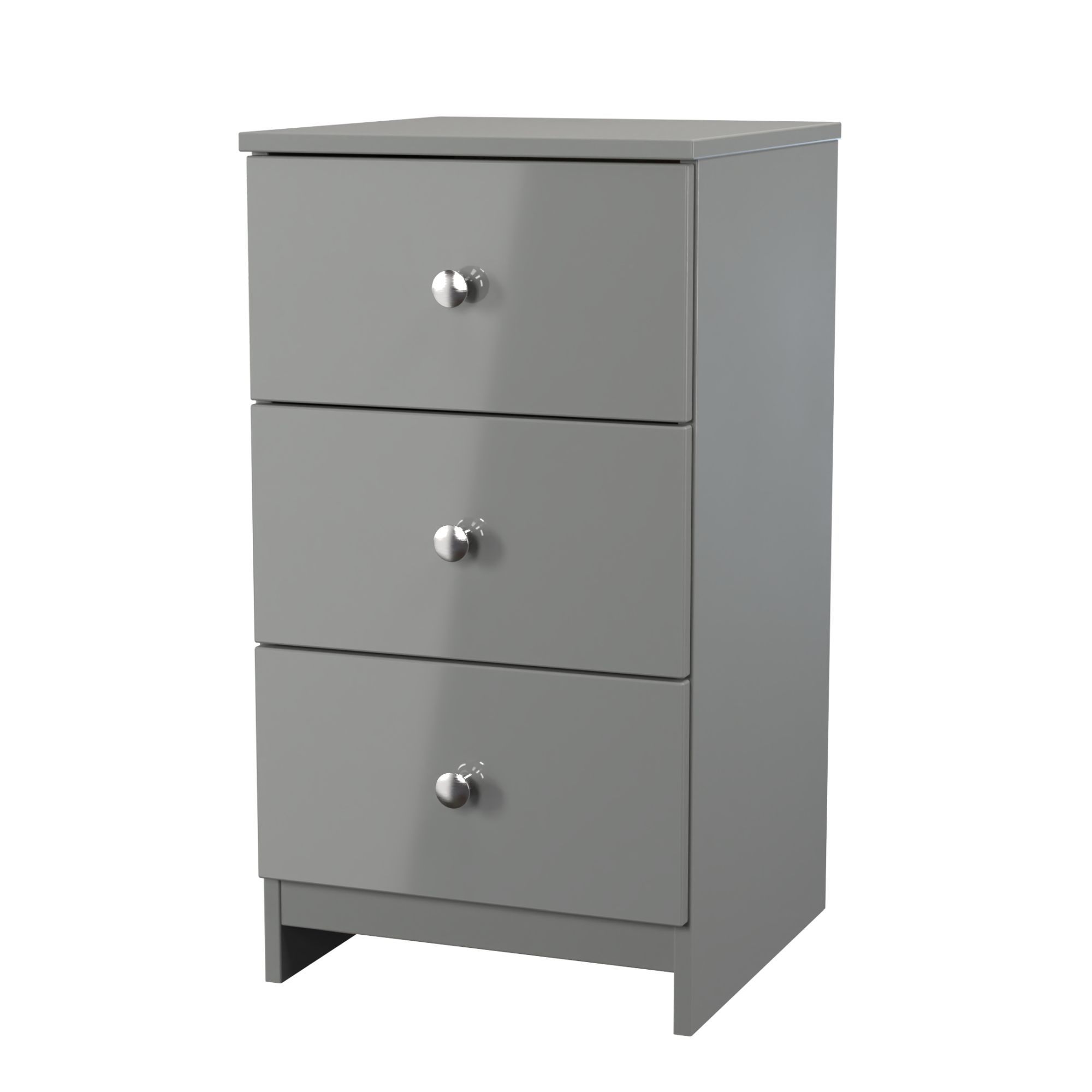 Yarmouth Ready assembled Matt grey 3 Drawer Bedside chest (H)685mm (W)370mm (D)390mm