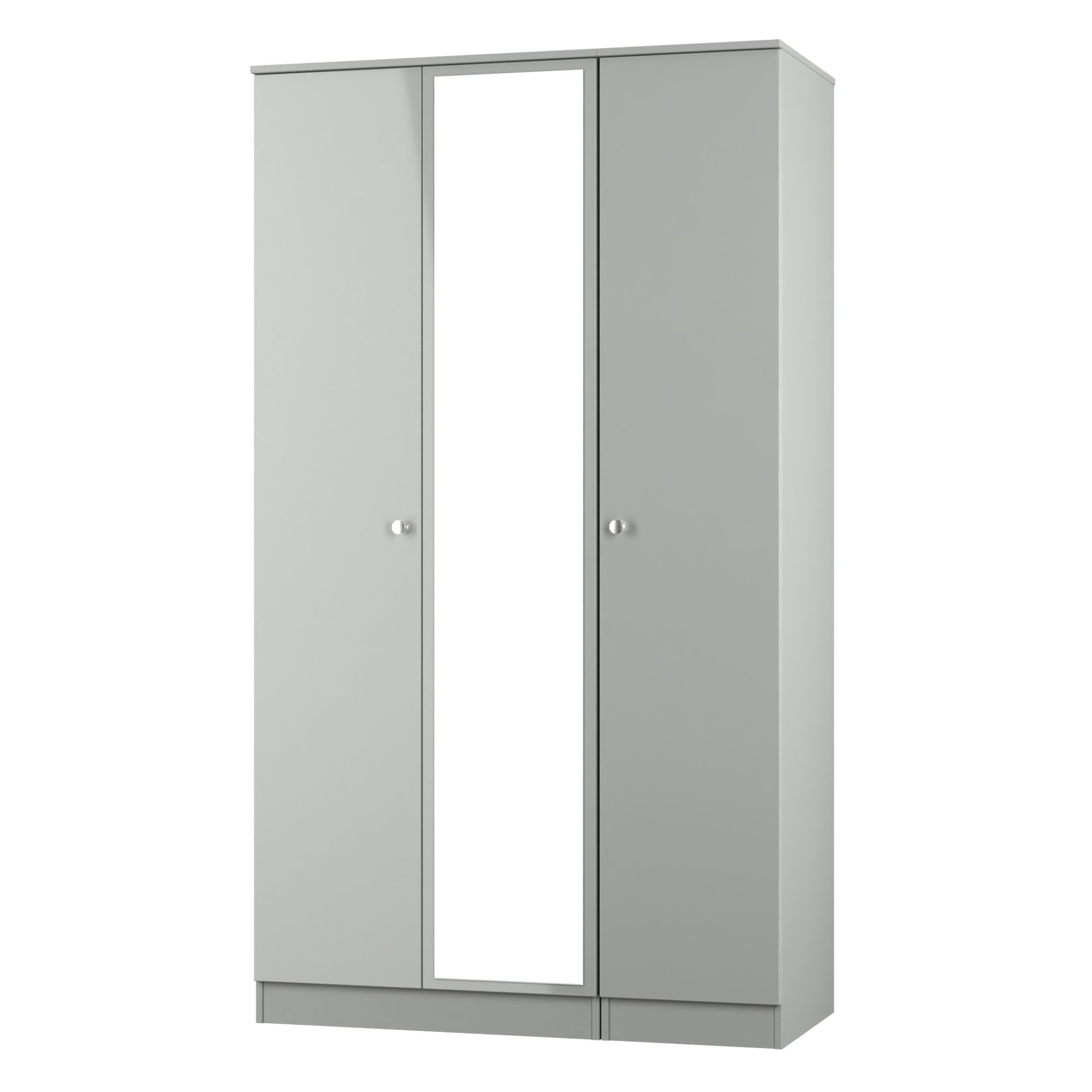 Yarmouth Ready assembled Modern Black & white Tall Triple Wardrobe With 1 mirror door (H)1960mm (W)1108mm (D)530mm