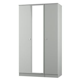 Yarmouth Ready assembled Modern Black & white Tall Triple Wardrobe With 1 mirror door (H)1960mm (W)1108mm (D)530mm