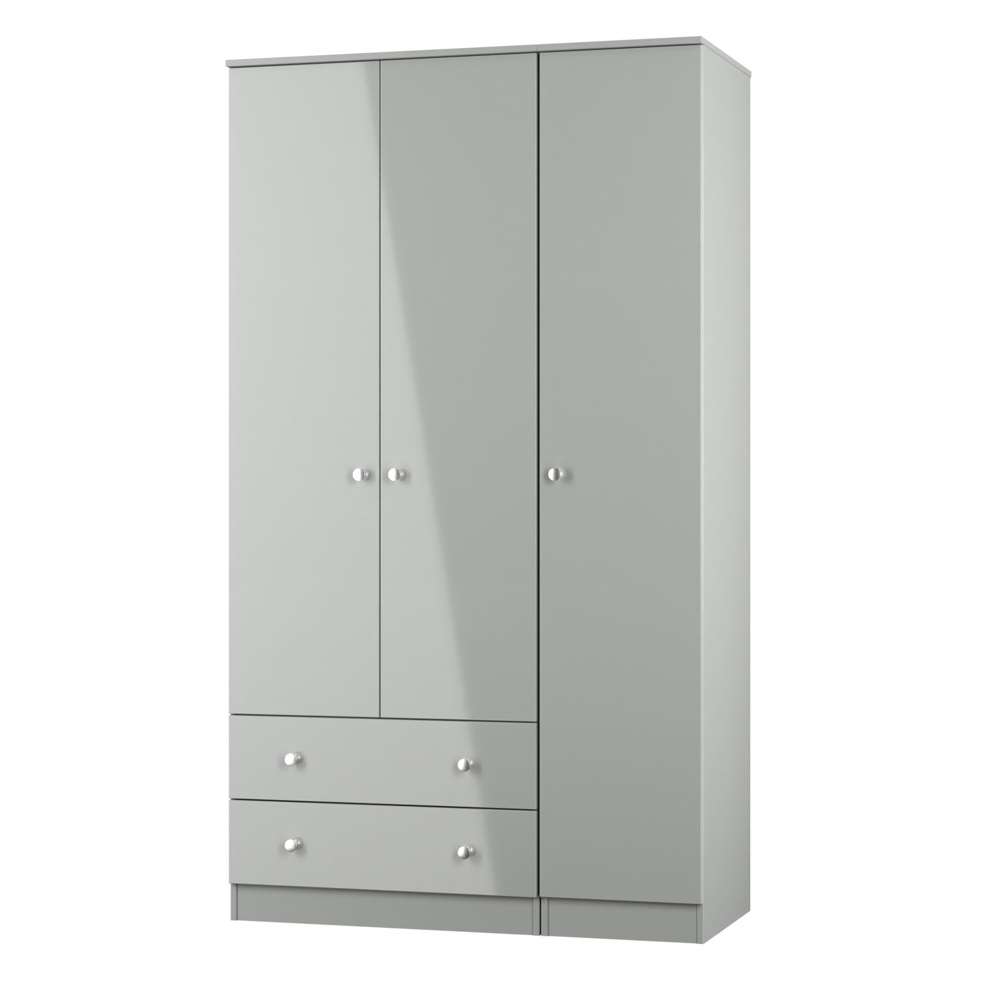 Yarmouth Ready assembled Modern Grey 2 Drawer Tall Triple Wardrobe (H)1960mm (W)1108mm (D)530mm