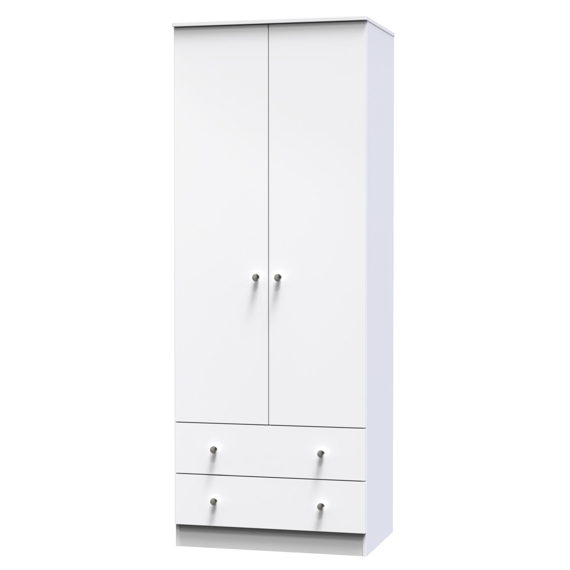 Yarmouth Ready assembled Modern White 2 Drawer Tall Double Wardrobe (H)1960mm (W)740mm (D)520mm