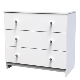 Yarmouth Ready assembled White 3 Drawer Chest (H)685mm (W)740mm (D)390mm