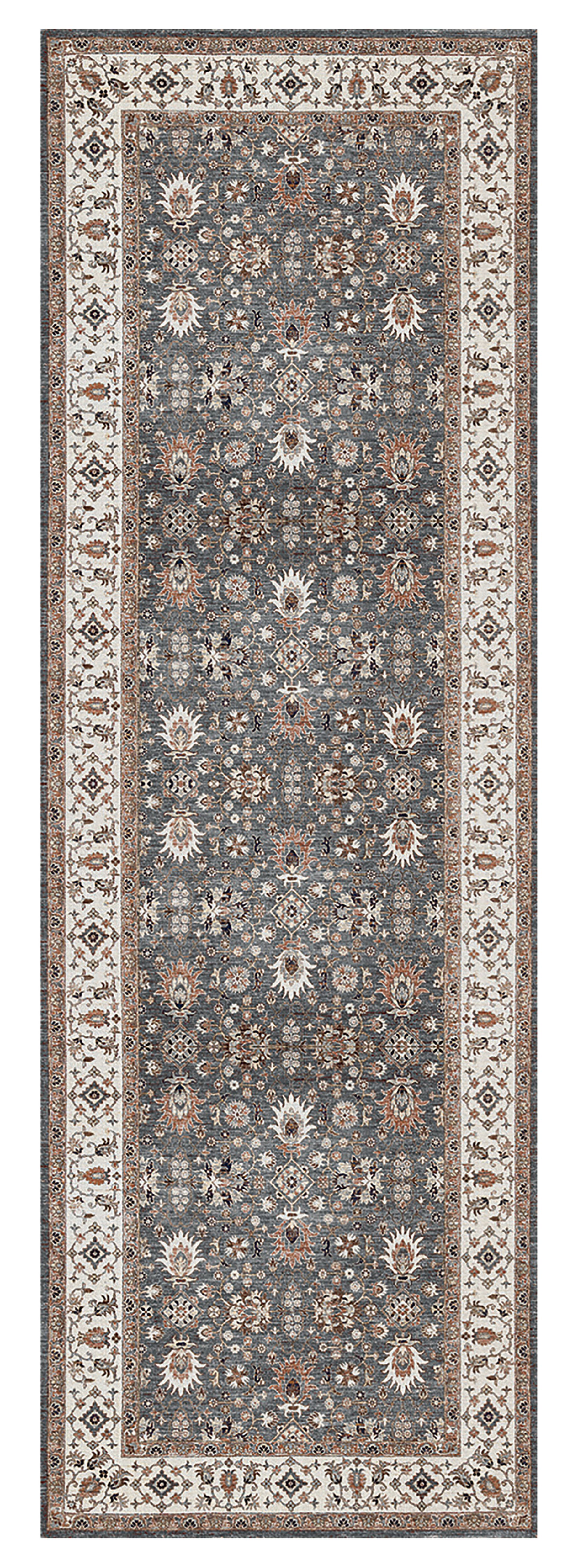 Yasmin Grey Traditional Large Runner, (L)180cm x (W)60cm