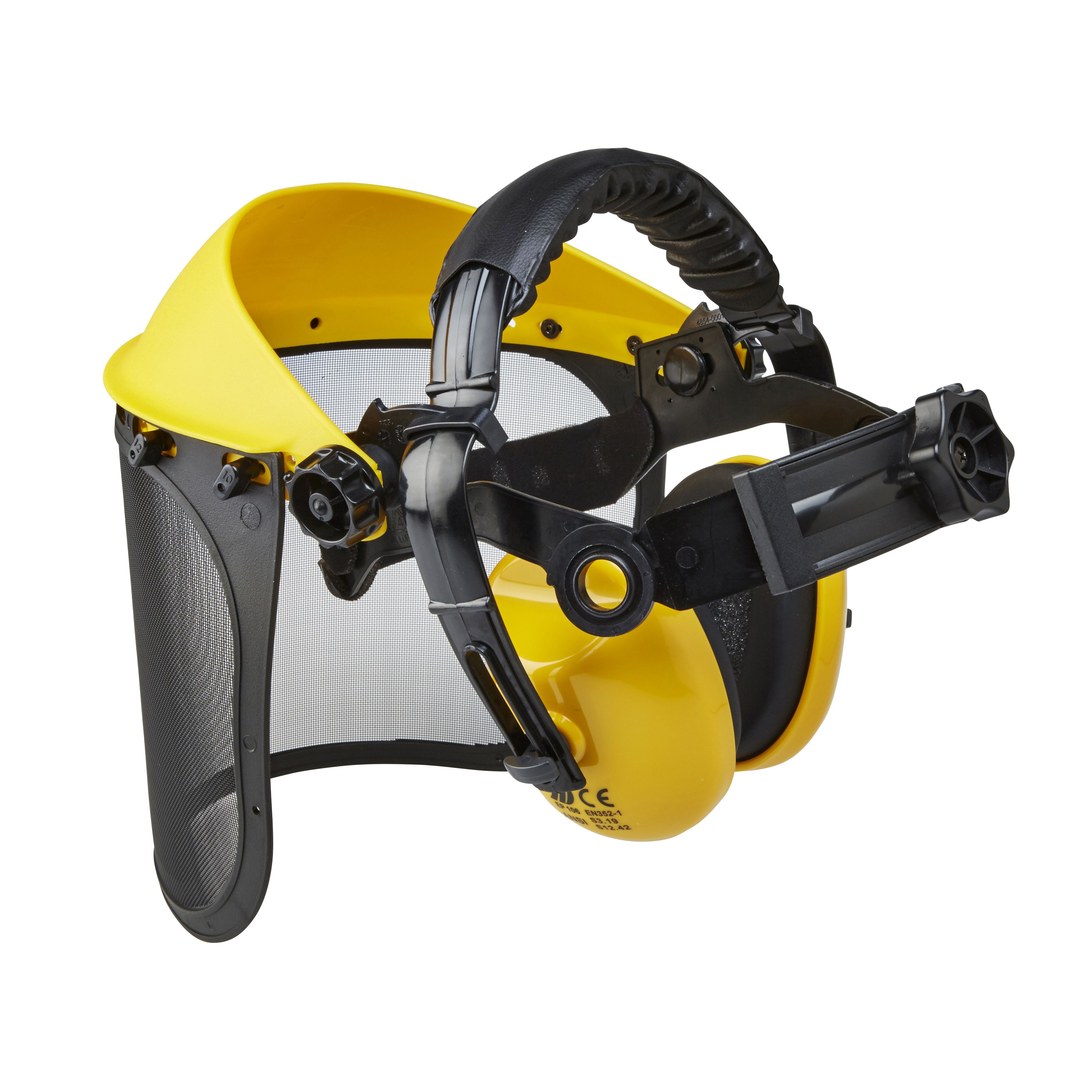 Yellow ABS plastic Face shield & ear defender