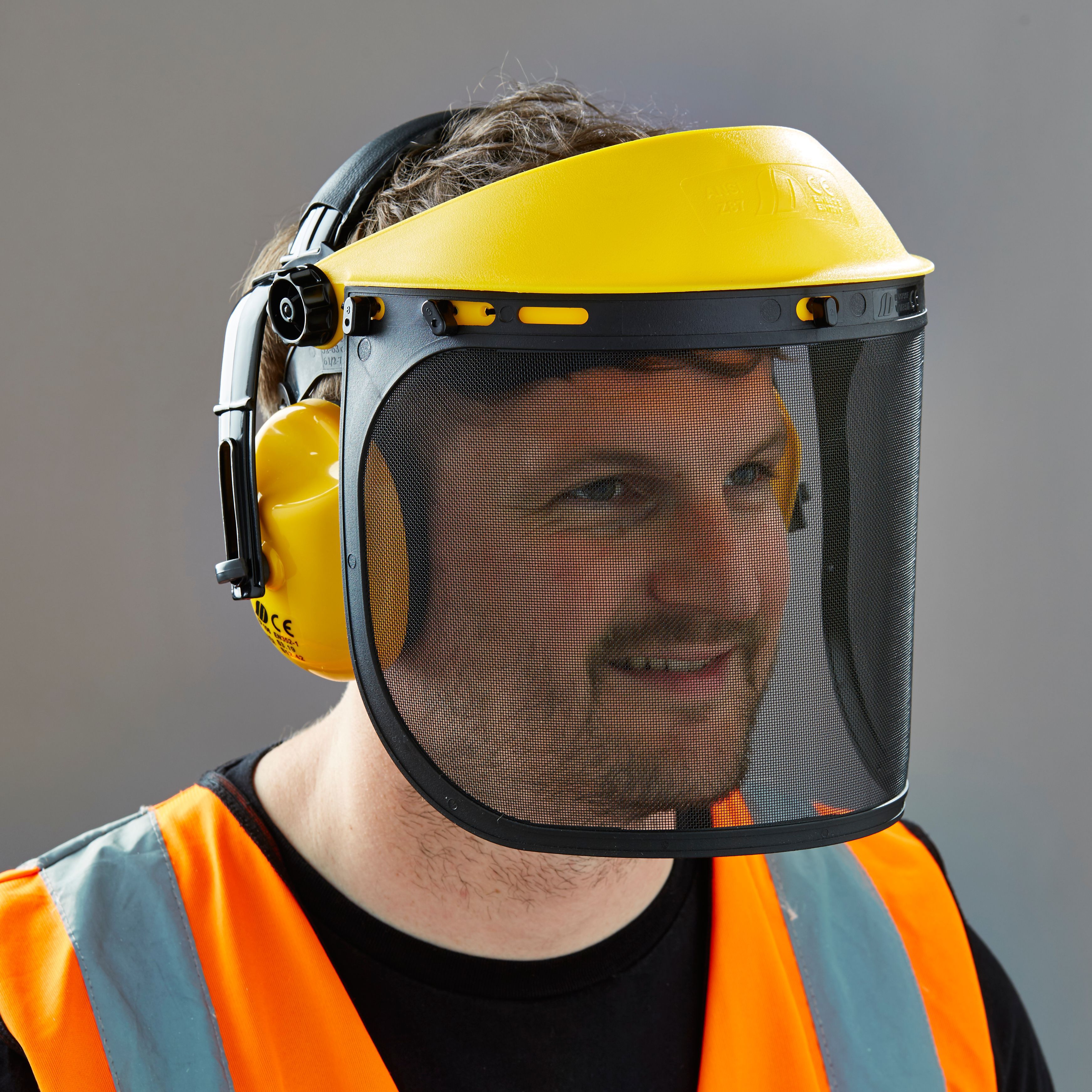 Yellow ABS plastic Face shield & ear defender - 3