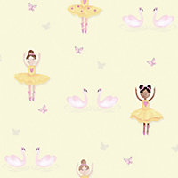 Yellow Ballerina Glitter effect Smooth Wallpaper