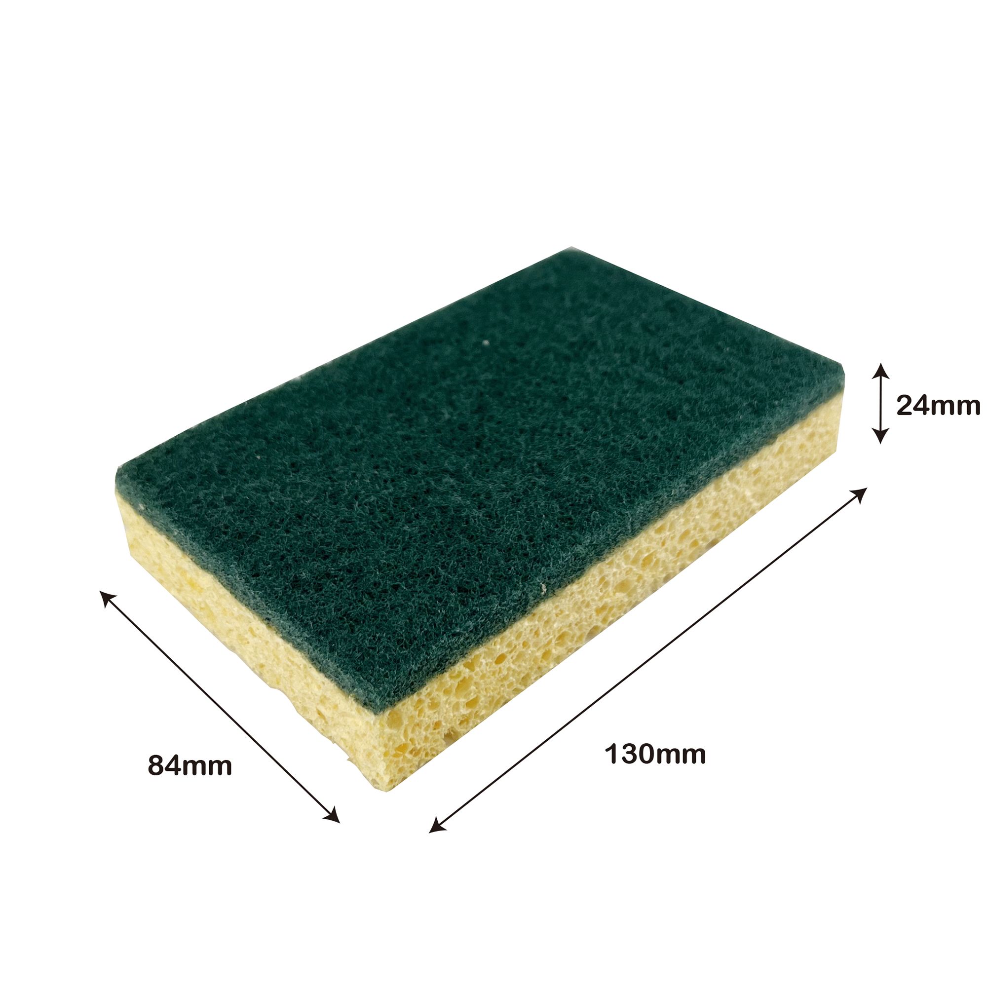 Yellow & green Cellulose Sponge scourer, Pack of 10