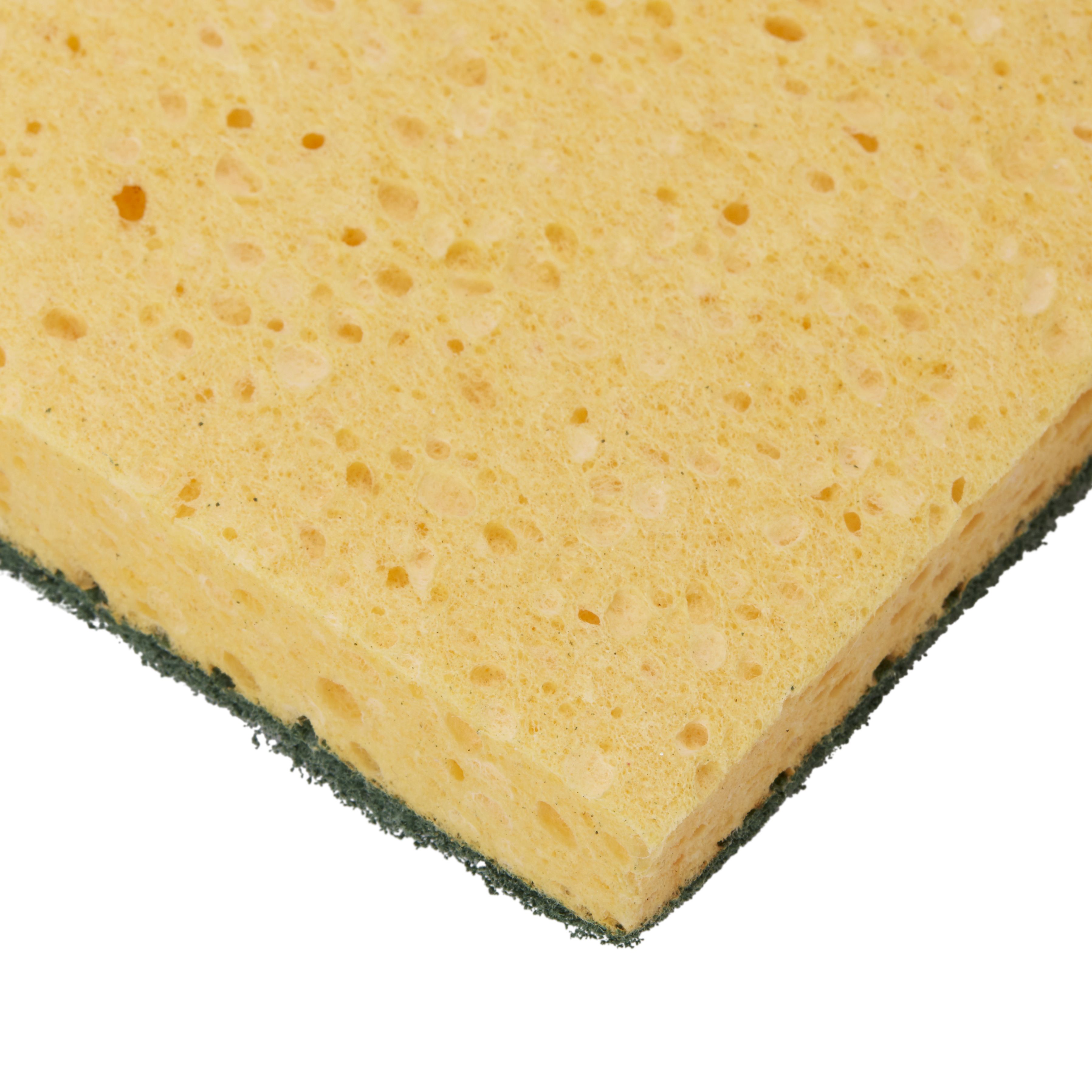 Yellow & green Cellulose Sponge scourer, Pack of 10