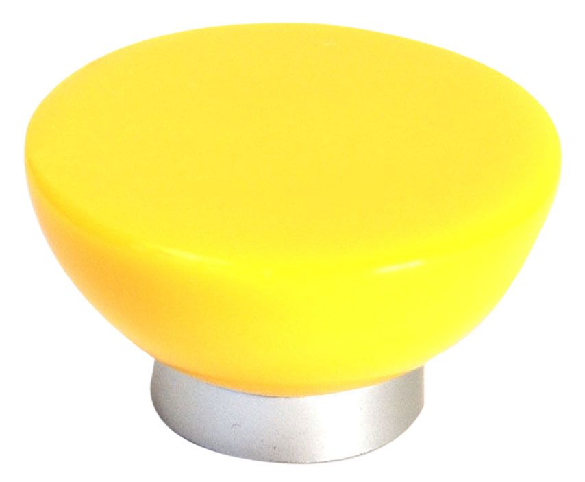 Yellow Plastic Round Furniture Knob (Dia)38mm