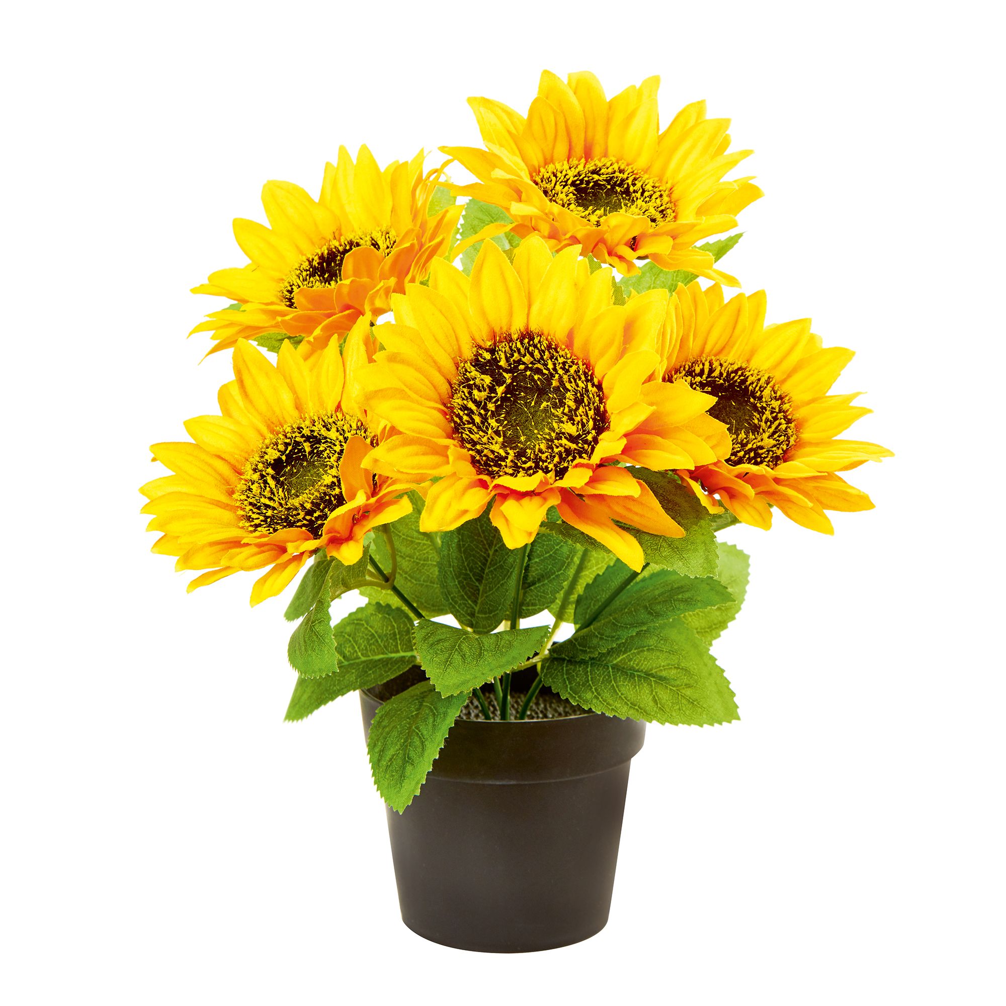 Yellow Sunflower Artificial plant in Black Pot DIY at B&Q