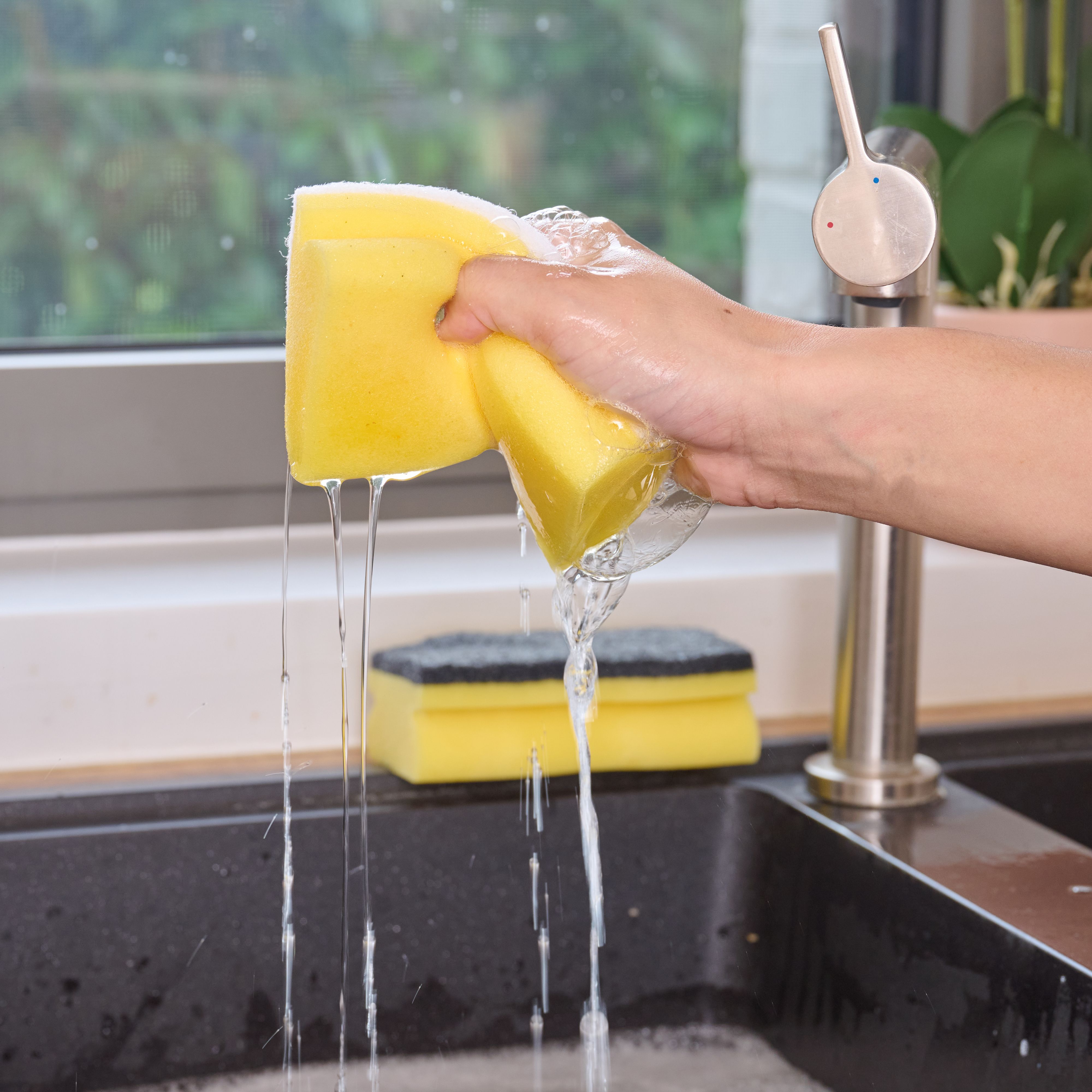 Yellow Synthetic sponge scourer, Pack of 10