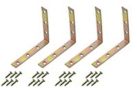 Yellow Zinc-plated Mild steel Corner bracket (H)1.5mm (W)102mm (L)100mm, Pack of 4