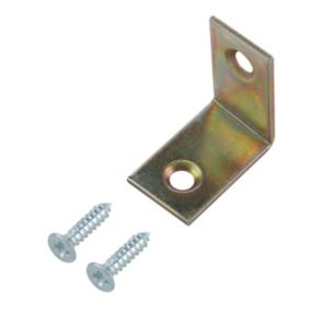 Yellow Zinc-plated Mild steel Corner bracket (H)1.5mm (W)25.5mm (L)25mm, Pack of 20