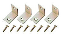 Yellow Zinc-plated Mild steel Corner bracket (H)1.5mm (W)26.5mm (L)25mm, Pack of 4