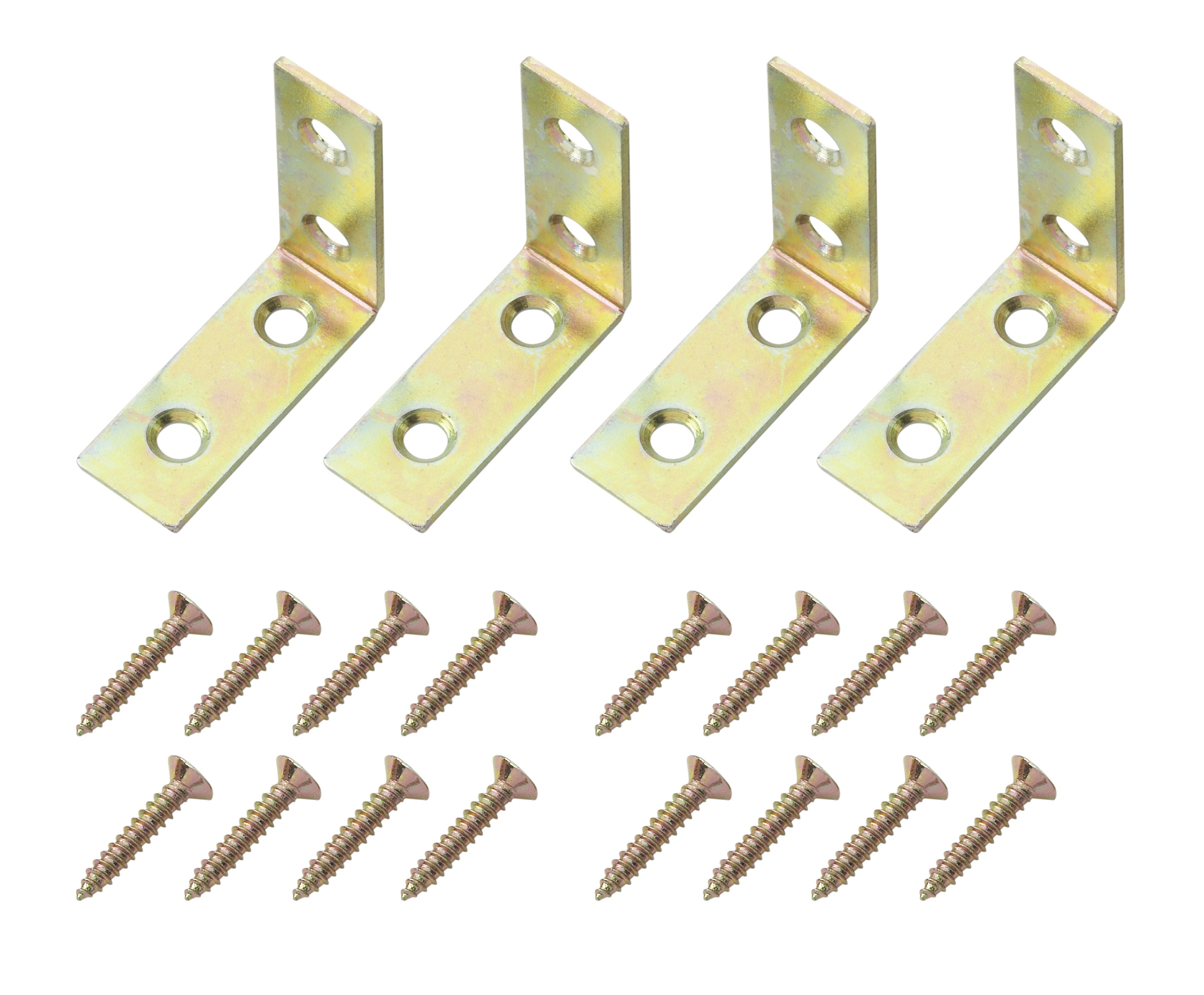 Yellow Zinc-plated Mild steel Corner bracket (H)1.5mm (W)39.5mm (L)40mm ...