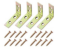 Yellow Zinc-plated Mild steel Corner bracket (H)1.5mm (W)51.5mm (L)50mm, Pack of 4