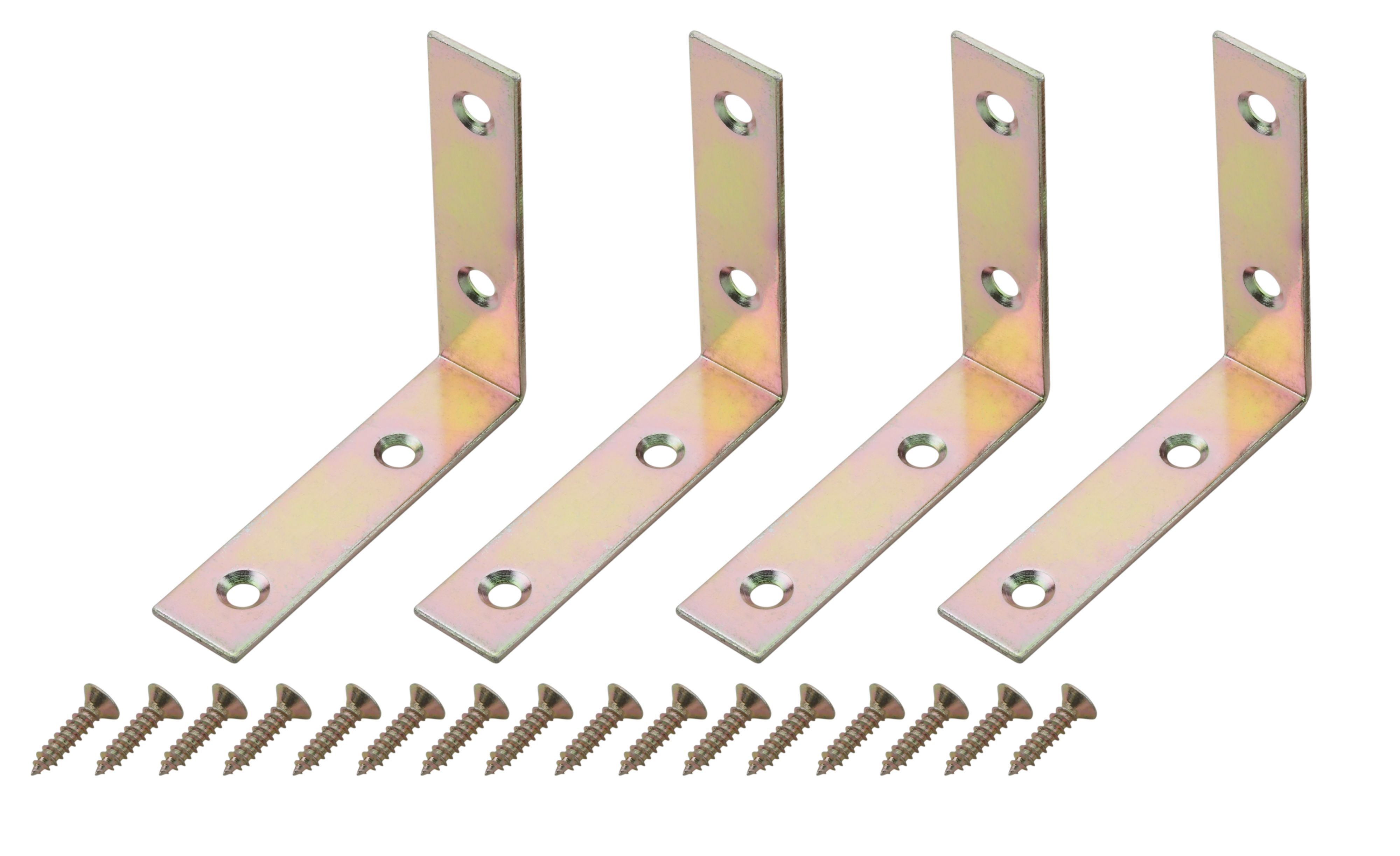 Yellow Zinc-plated Mild steel Corner bracket (H)1.5mm (W)65.5mm (L)65mm