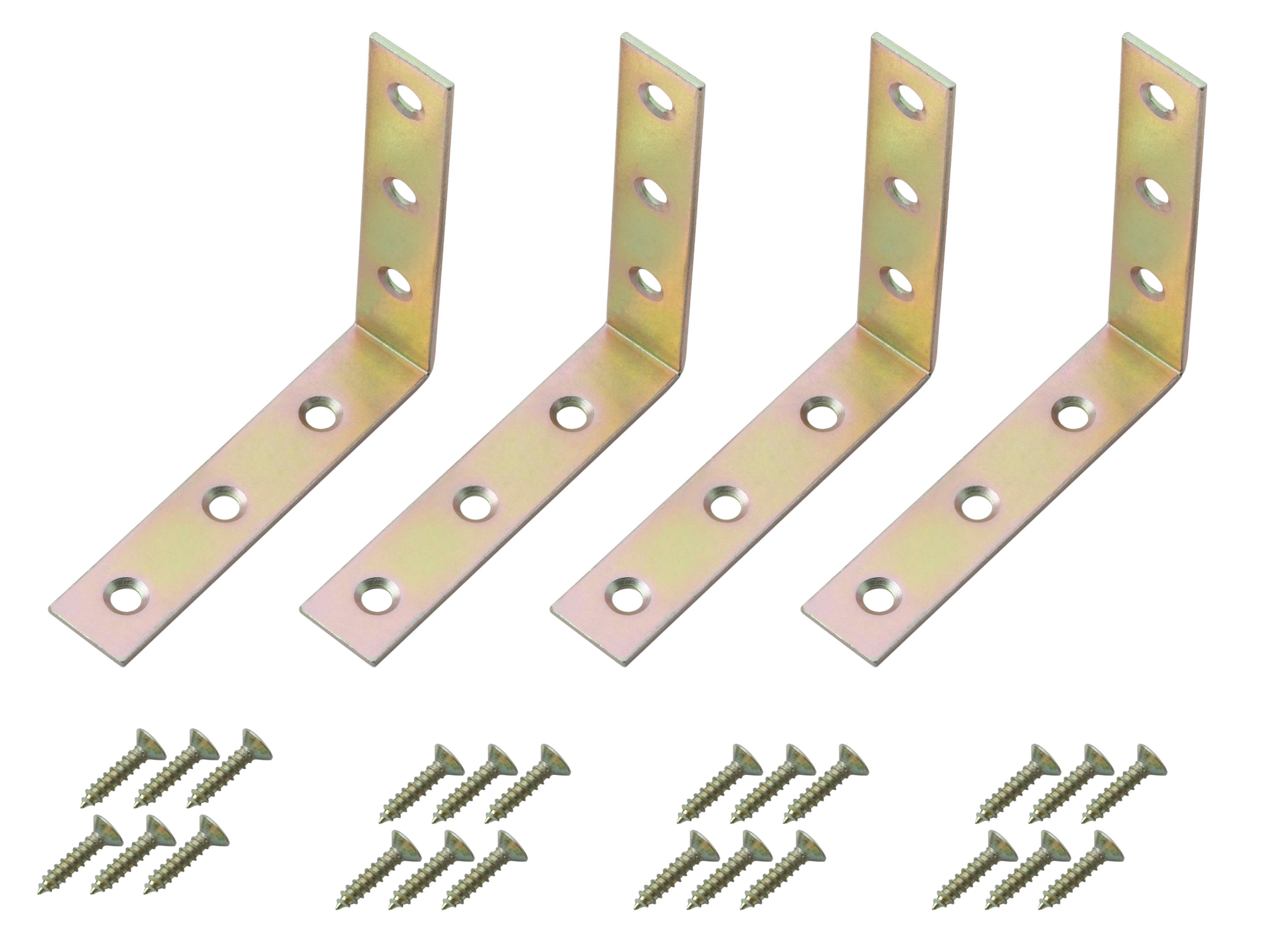Yellow Zinc-plated Mild steel Corner bracket (H)1.5mm (W)76.5mm (L)75mm