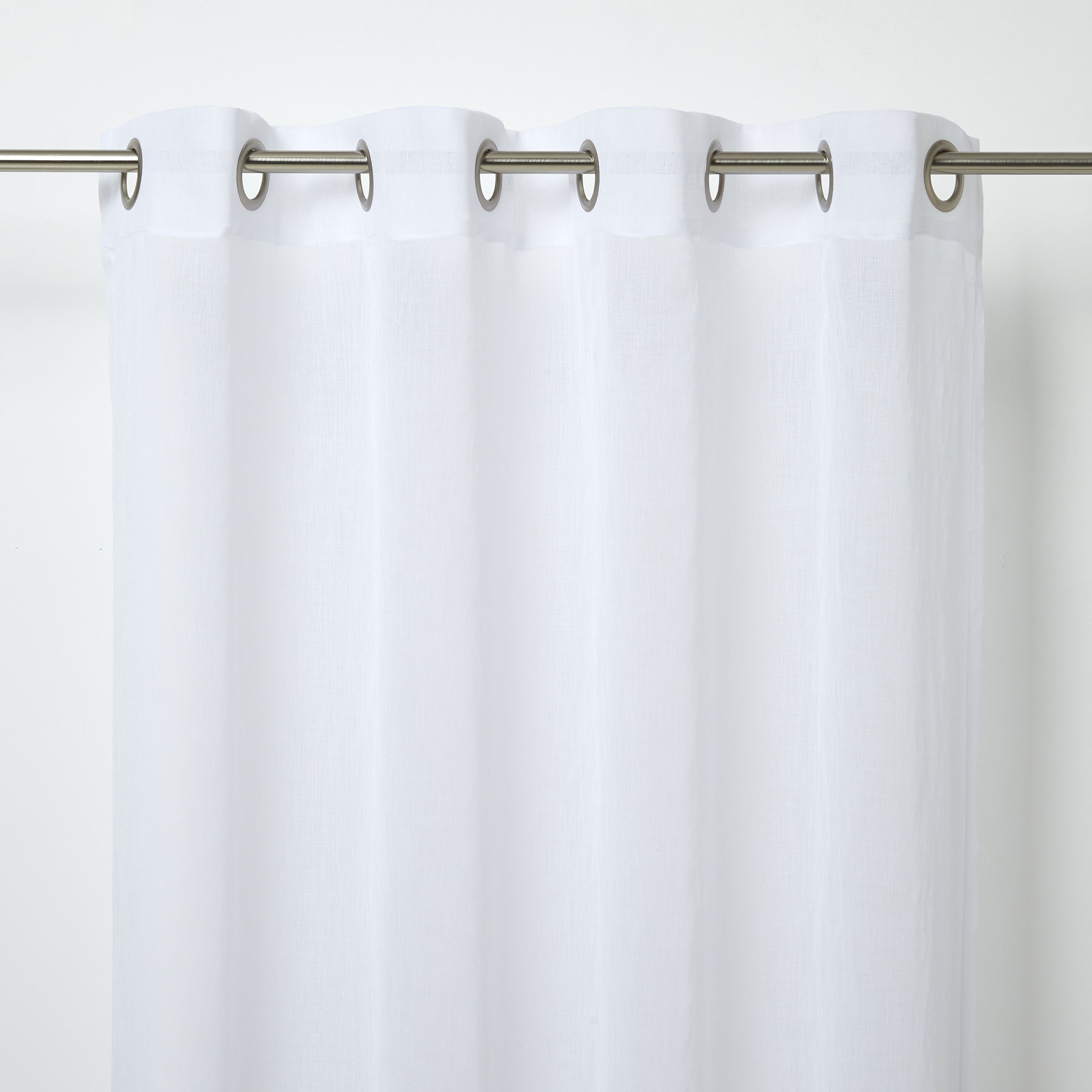 Yena White Plain Unlined Eyelet Voile curtain (W)140cm (L)260cm, Single