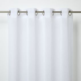 Yena White Plain Unlined Eyelet Voile curtain (W)140cm (L)260cm, Single