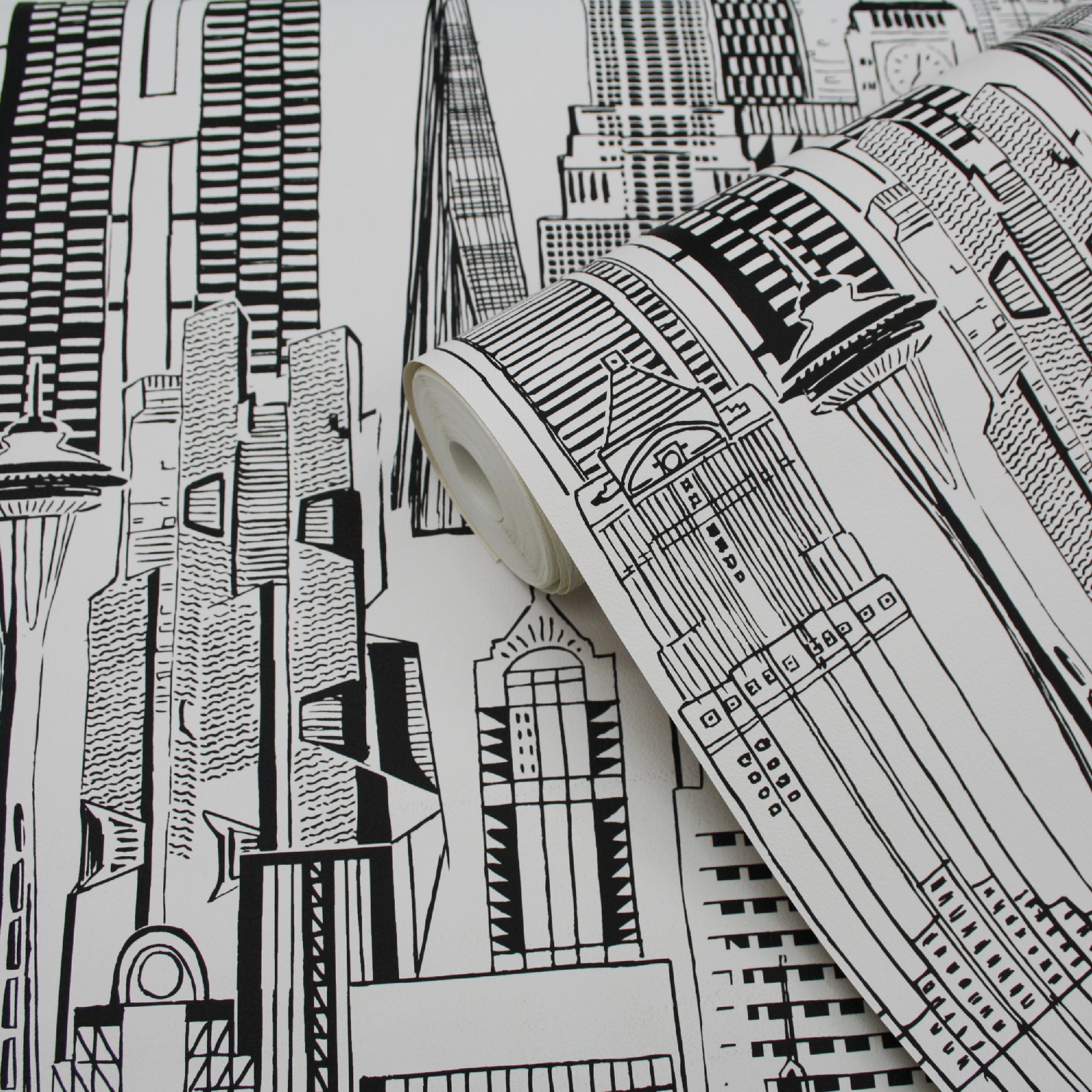 Yopo Black & white Cityscape Textured Wallpaper