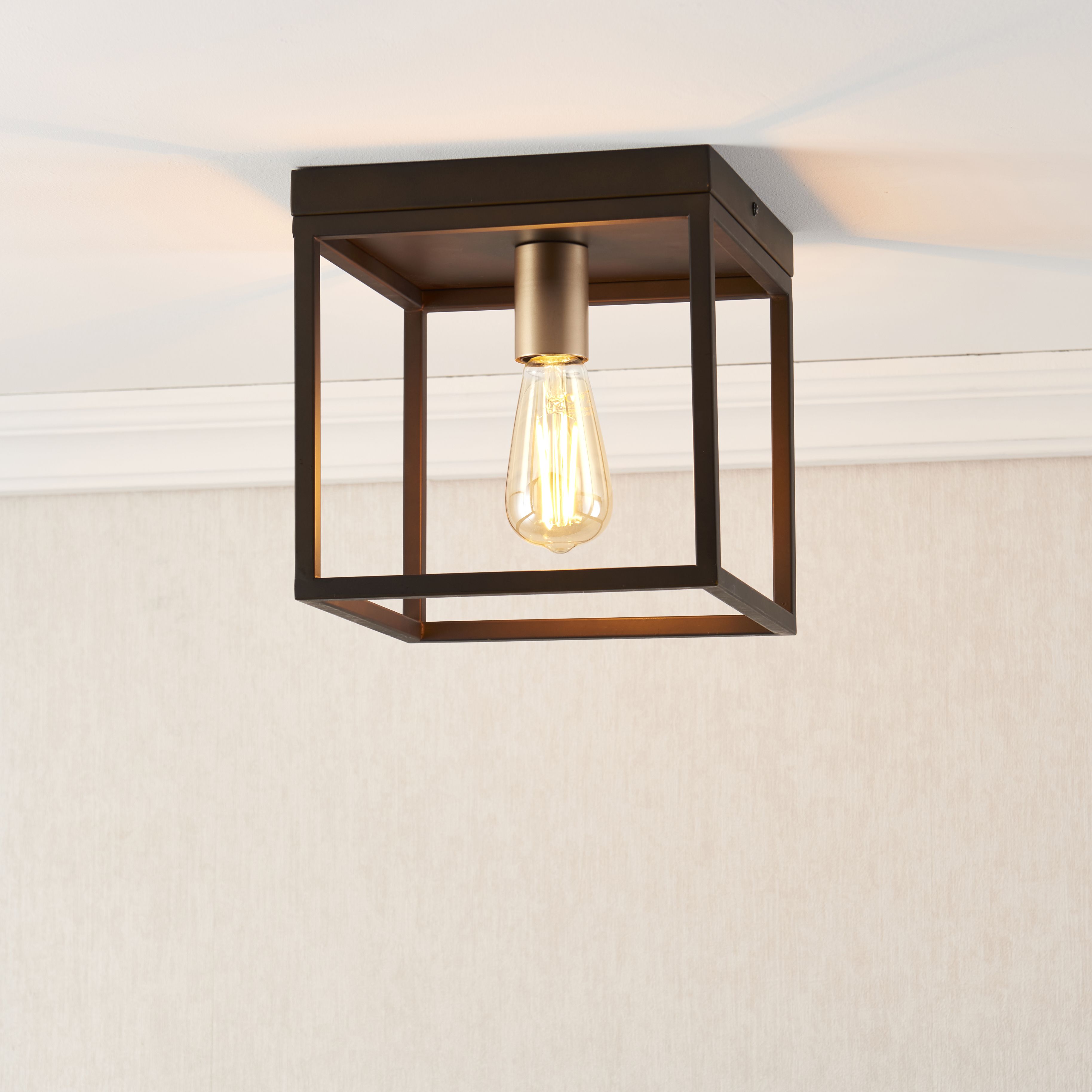 York Box Matt Steel Bronze effect Ceiling light