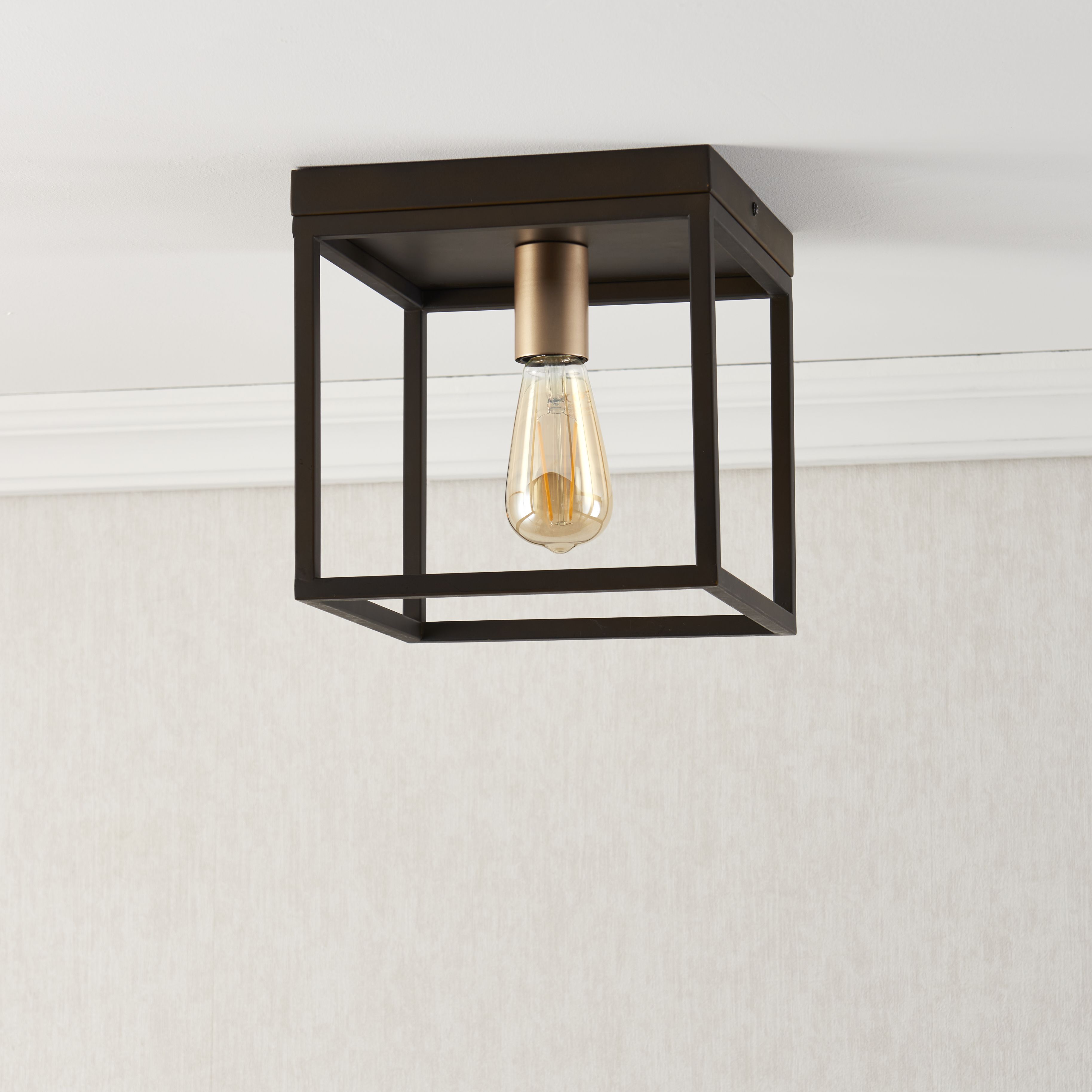 York Box Matt Steel Bronze effect Ceiling light