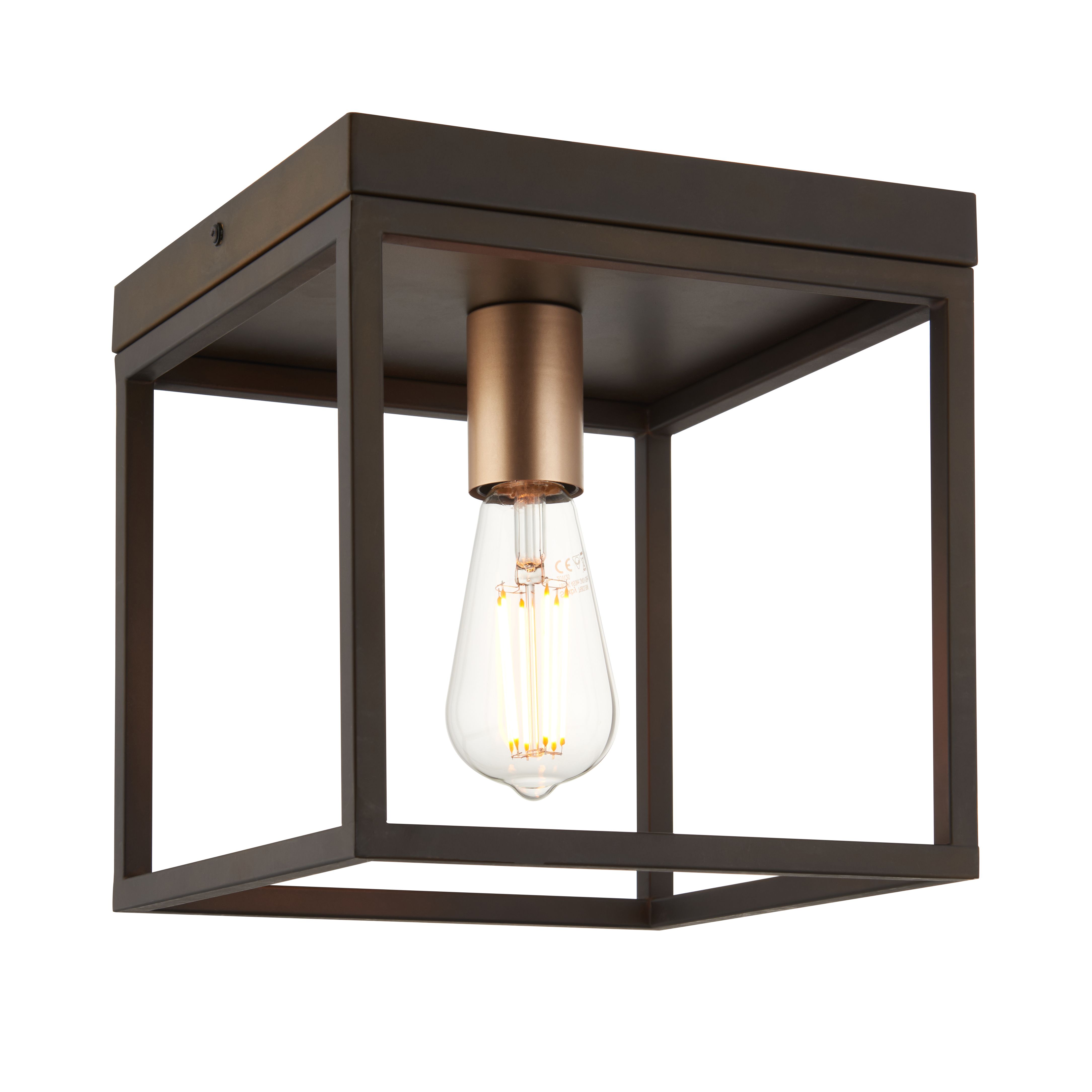 York Box Matt Steel Bronze effect Ceiling light