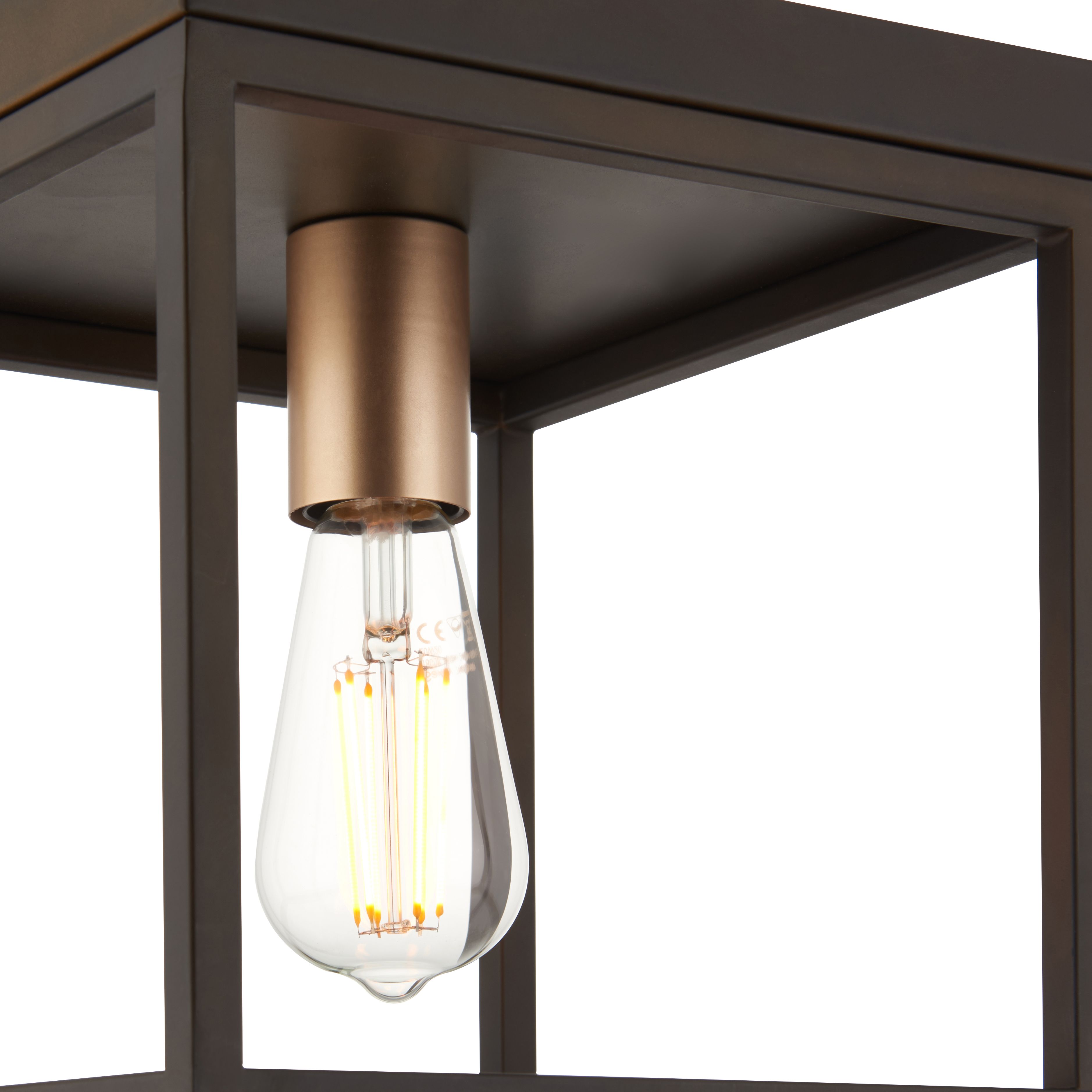York Box Matt Steel Bronze effect Ceiling light