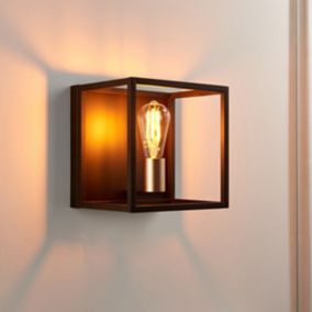 York Matt Bronze effect Wired Wall light