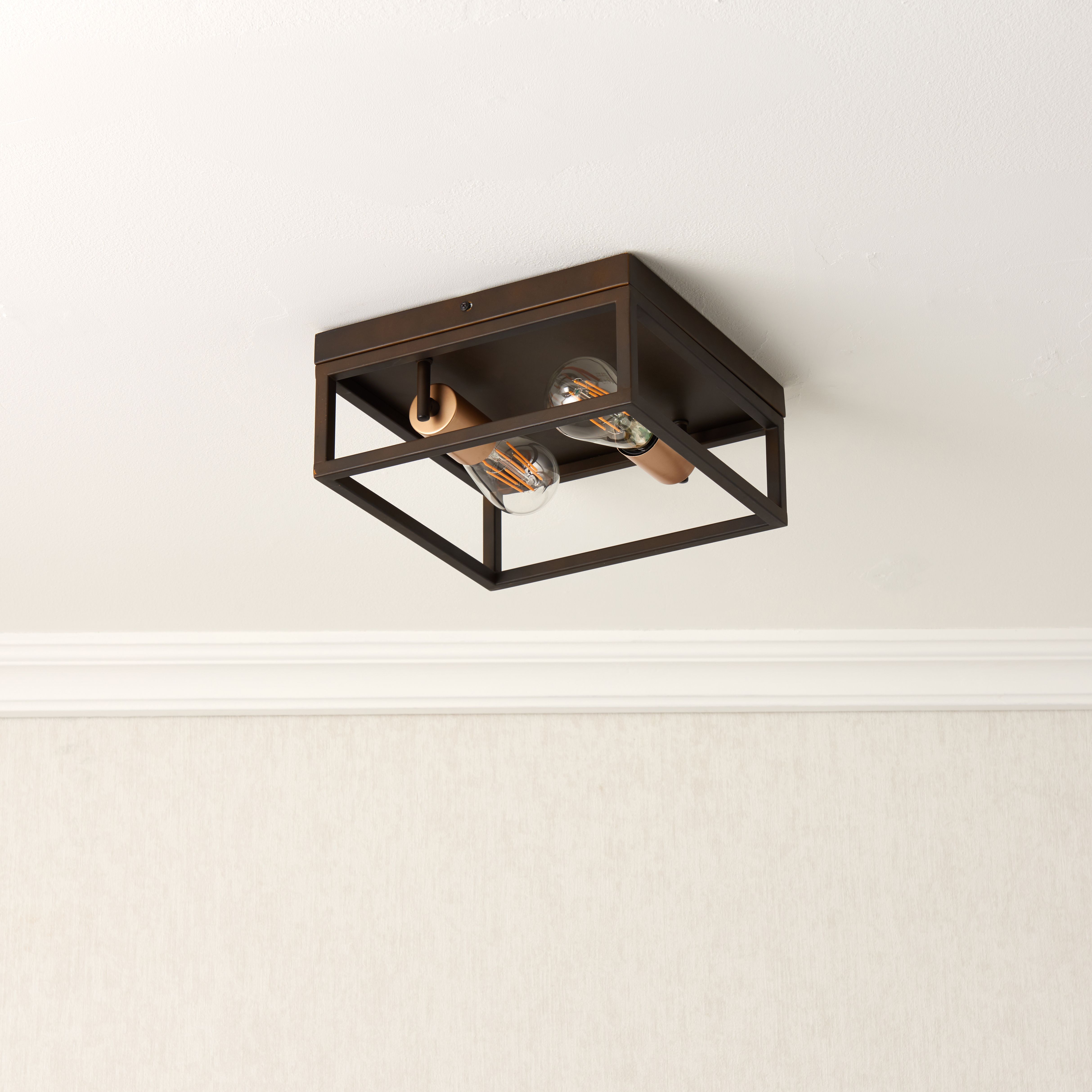 York Matt Bronze effect 2 Lamp Ceiling light