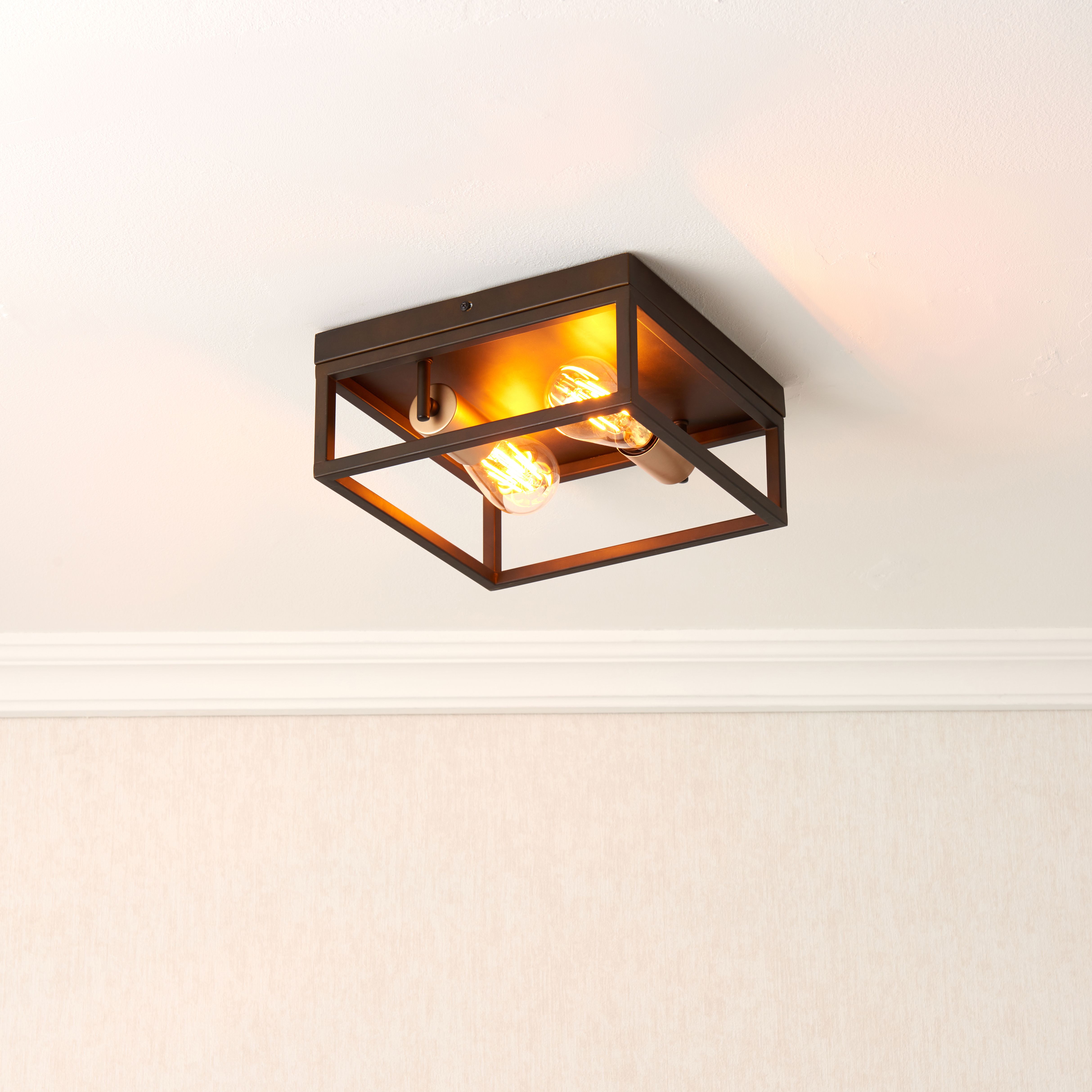 York Matt Steel Bronze effect 2 Lamp Ceiling light