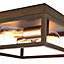 York Matt Steel Bronze effect 2 Lamp Ceiling light
