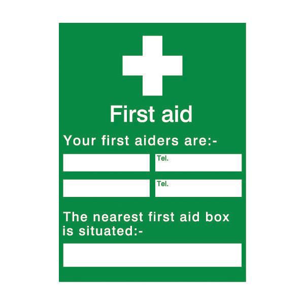 Your First Aiders Are Self Adhesive Labels H 200mm W 150mm Diy At Bandq
