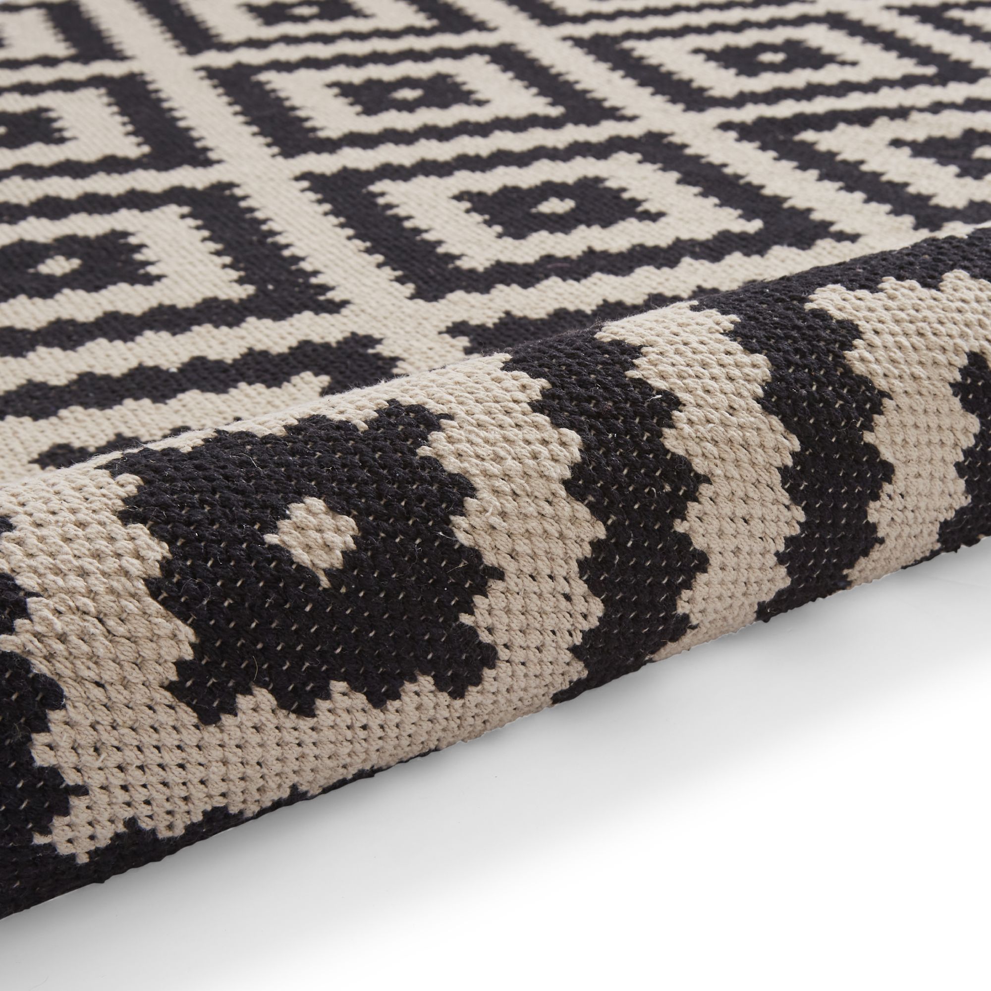 Zara Black & White Geometric Woven effect Medium Rug - 7