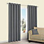 Zen Anthracite Plain Unlined Eyelet Curtains (W)228cm (L)228cm, Pair