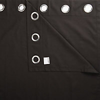 Zen Black Plain Unlined Eyelet Curtains (W)117cm (L)137cm, Pair