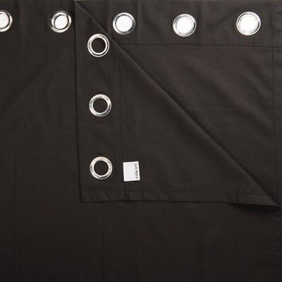 Zen Black Plain Unlined Eyelet Curtains (W)167cm (L)183cm, Pair | DIY ...