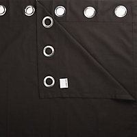 Zen Black Plain Unlined Eyelet Curtains (W)167cm (L)228cm, Pair