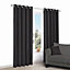 Zen Black Plain Unlined Eyelet Curtains (W)228cm (L)228cm, Pair