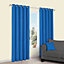 Zen Blue Plain Unlined Eyelet Curtains (W)167cm (L)183cm, Pair