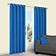 Zen Blue Plain Unlined Eyelet Curtains (W)167cm (L)228cm, Pair